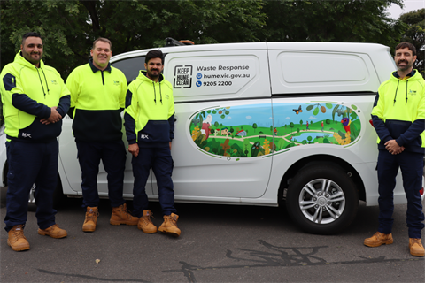 Members of the Waste Response Team standing next to their van