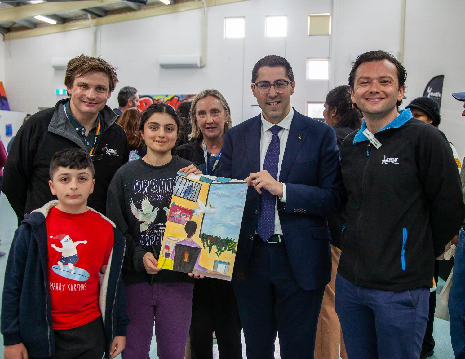 Hume Youth Anthology 2022 with Mayor and young people