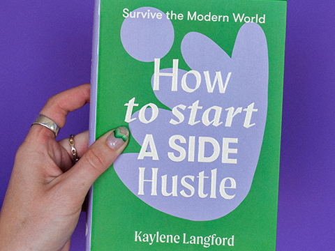 image of how to start a side hustle book on purple background