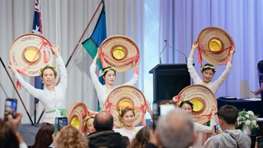 Traditional women dancing on the stage 