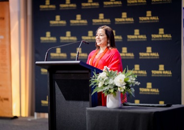 A woman giving speech 