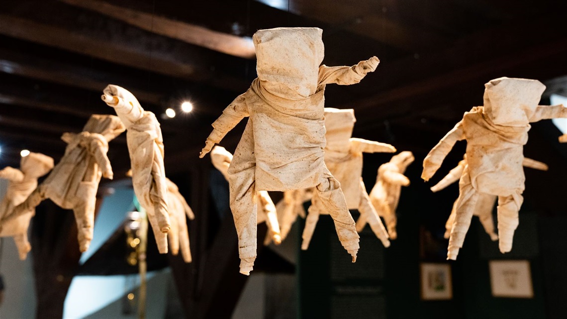 Tamarind Tales. Tamarind colored & fragnaced-textile installation by Abdi Karya.JPG